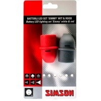 SIMSON BLISTER 022010 BATTERIJ LED SET SIMMY ROOD/GRIJS 3 LED 29 LUX/13,5 LUX