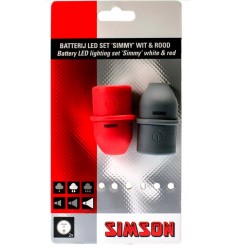 SIMSON BLISTER 022010 BATTERIJ LED SET SIMMY ROOD/GRIJS 3 LED 29 LUX/13,5 LUX