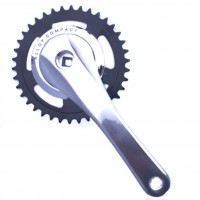 CRANKSET 38T/170MM SEV SPIELOOS ALU GEBOGEN ZWART/ ZILVER [PLAT]