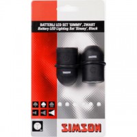 SIMSON BLISTER 022024 BATTERIJ LED SET SIMMY ZWART/ZWART 3 LED 29 LUX/13,5 LUX